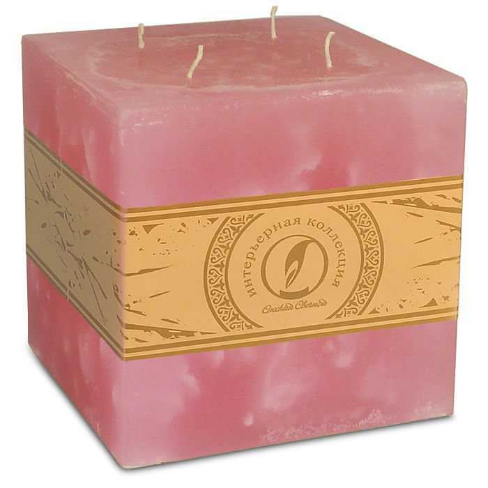свеча куб 125 4 фитиля розовый