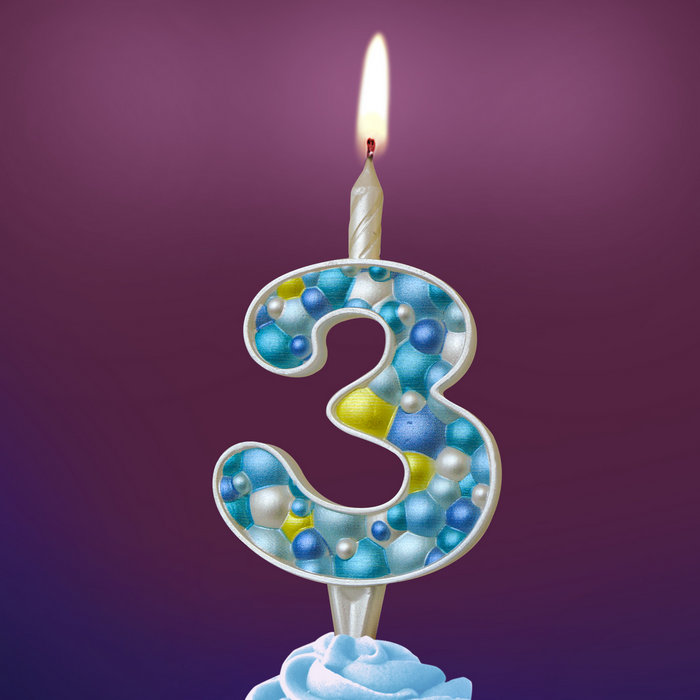 свеча тортовая 3 "Пузырьки" микс