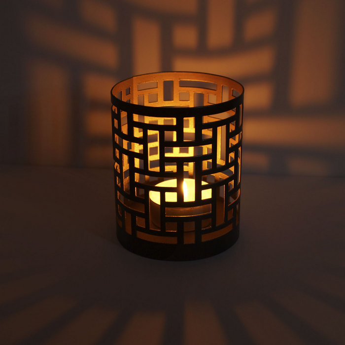 подсвечник "цилиндр № 1" цвет черный с золотом