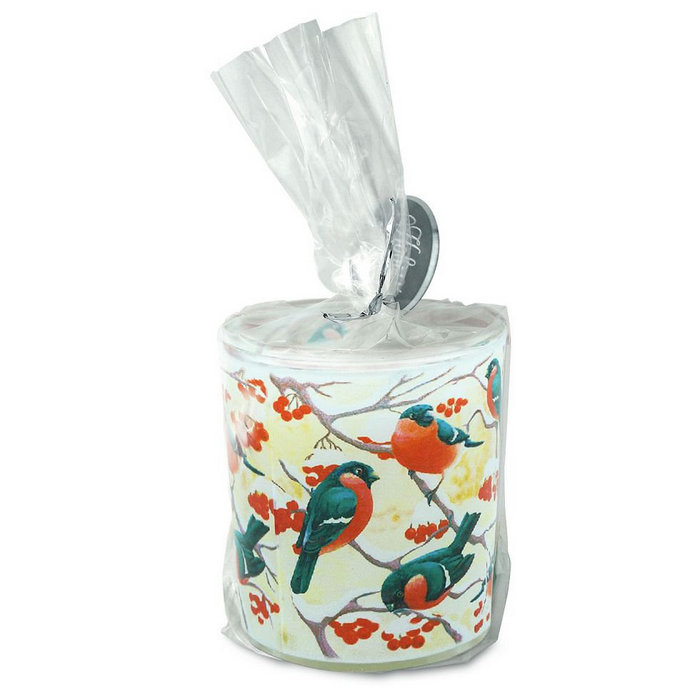 свеча в стекле "снегири"