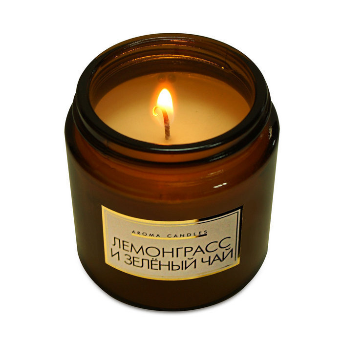 свечи в банке ароматизированные "лемонграсс и зеленый чай"