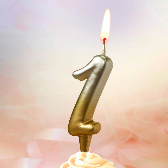 свечи тортовые цифры "золото-серебро" 1