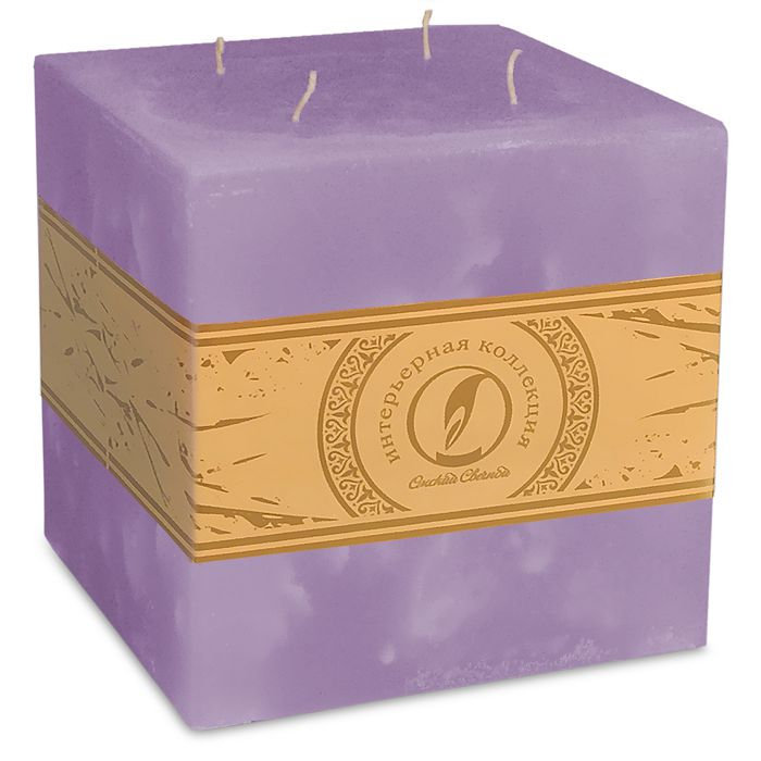 свеча куб 125 4 фитиля сиреневый