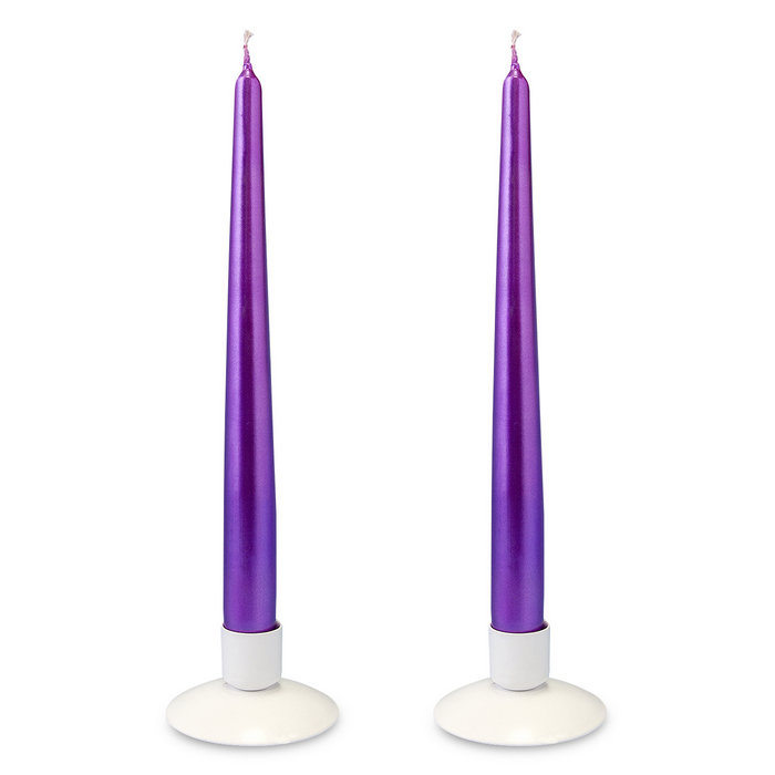 свеча античная 2 шт сиреневый металлик