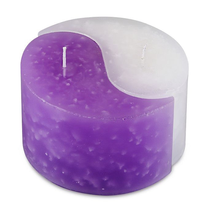 свеча двудольная призма Инь-Янь d125h75 сиреневый/белый