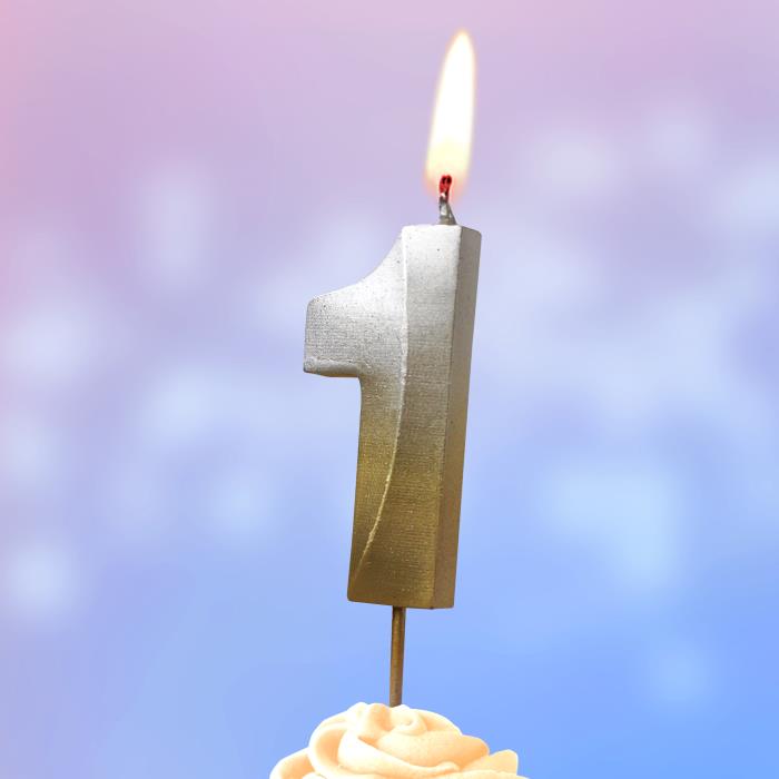 свеча тортовая на шпажке 1 "Золото-серебро"