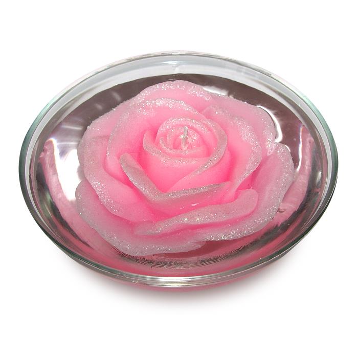 свеча роза розовая плавающая