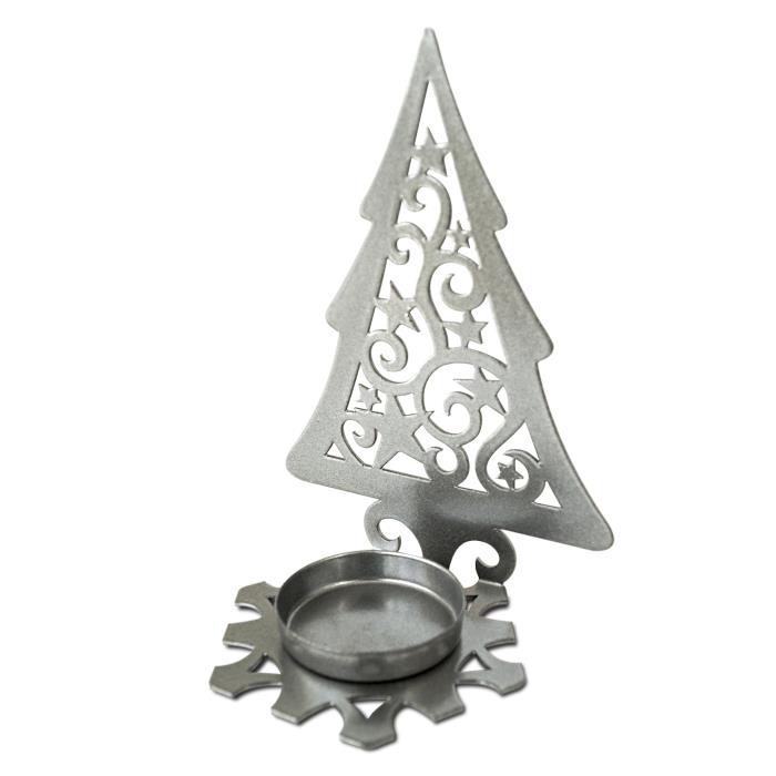 подсвечник "елка со звездами" цвет серебро