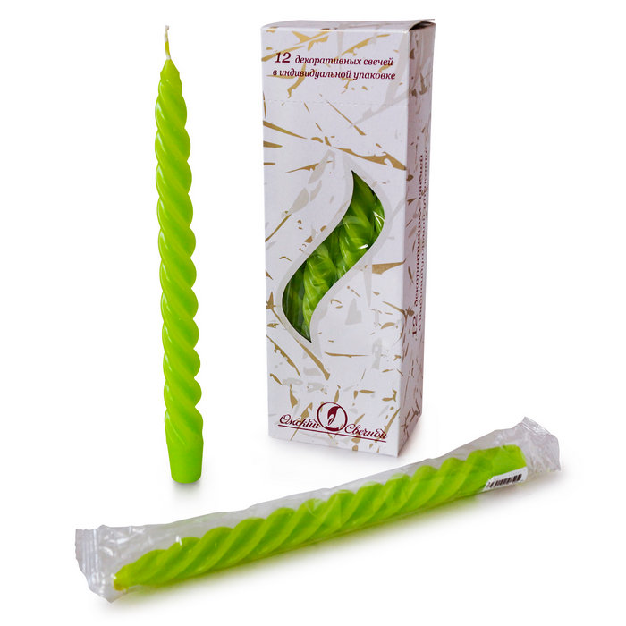 свеча витая 12 шт зеленая