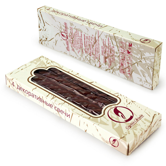 свеча витая 4 шт коричневая