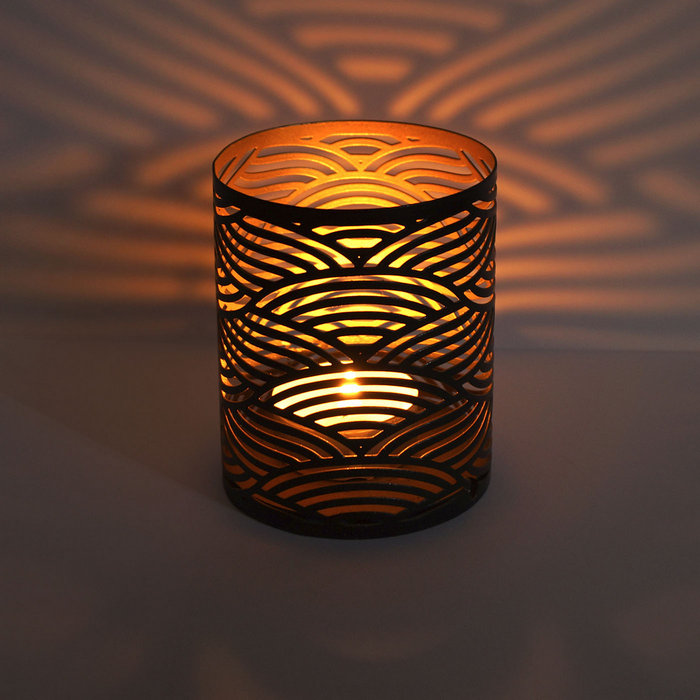 подсвечник "цилиндр № 7" цвет черный с золотом