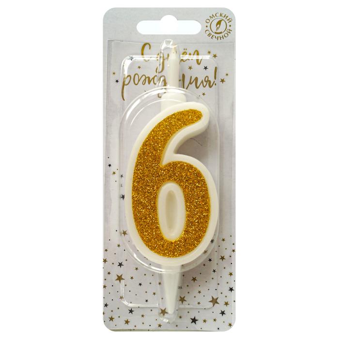 свеча тортовая 6 "суперблеск" золото