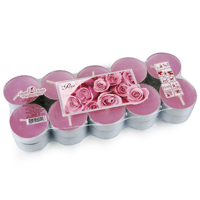 свеча чайная 12 гр ароматизированная 20 шт/уп "роза"