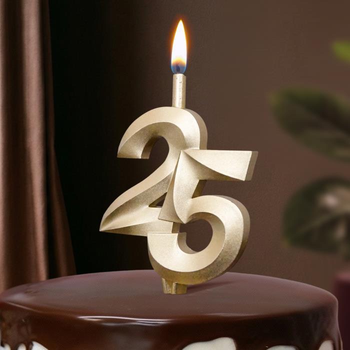 свеча тортовая витая юбилейная 25  "шампань"