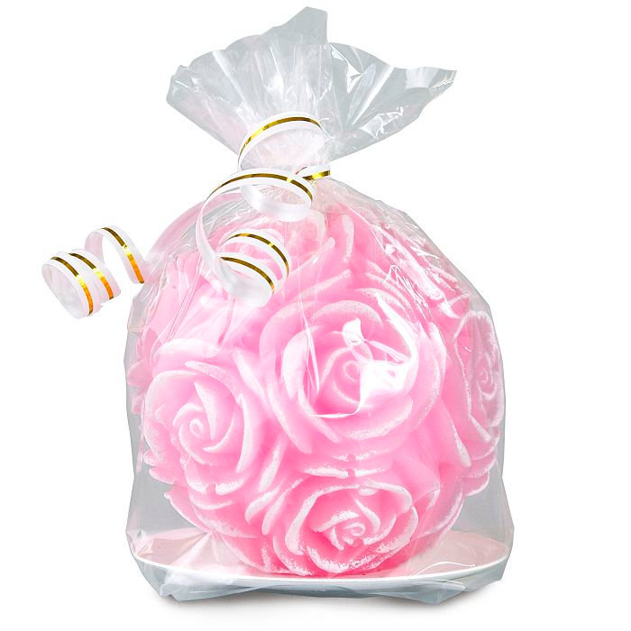 свеча шар в розах розовый