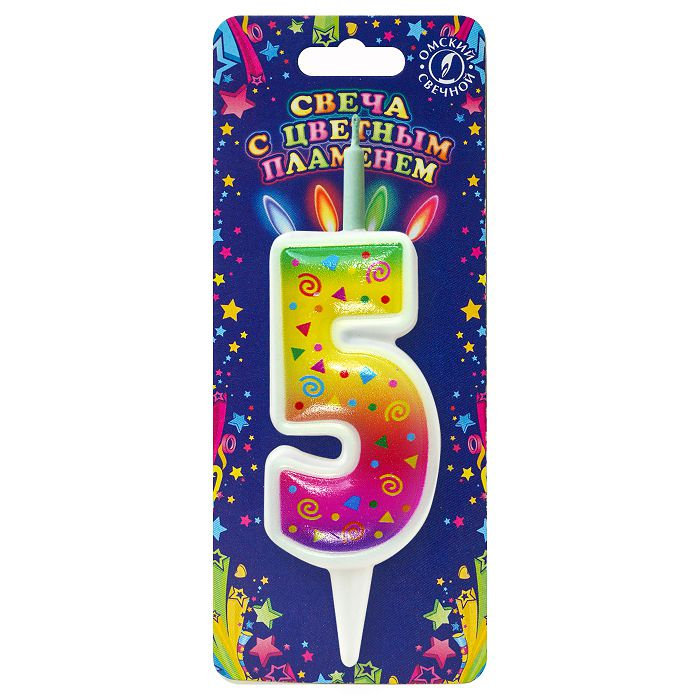 свеча торт. с цветным пламенем 5