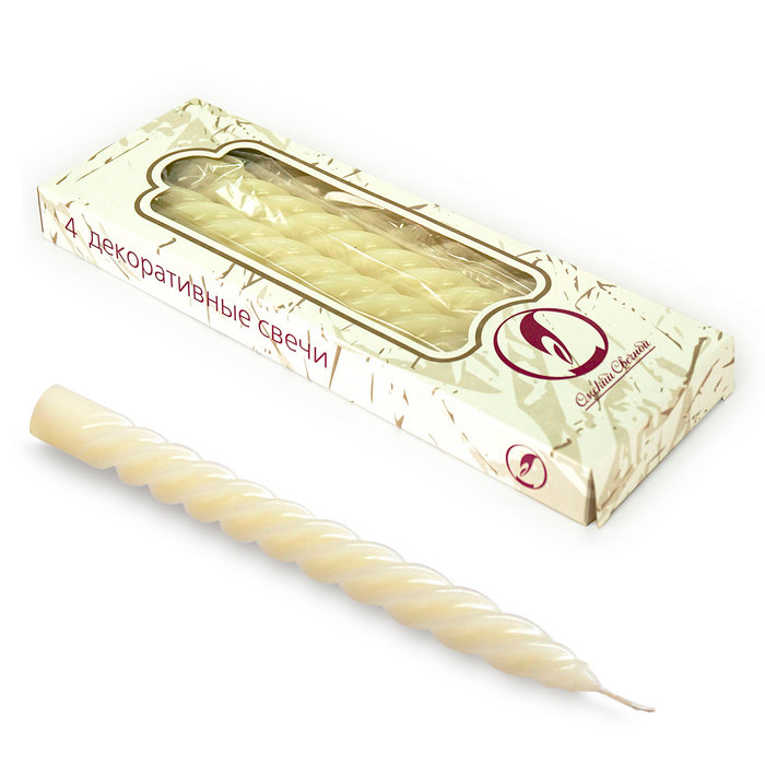 свеча витая 4 шт слоновая кость