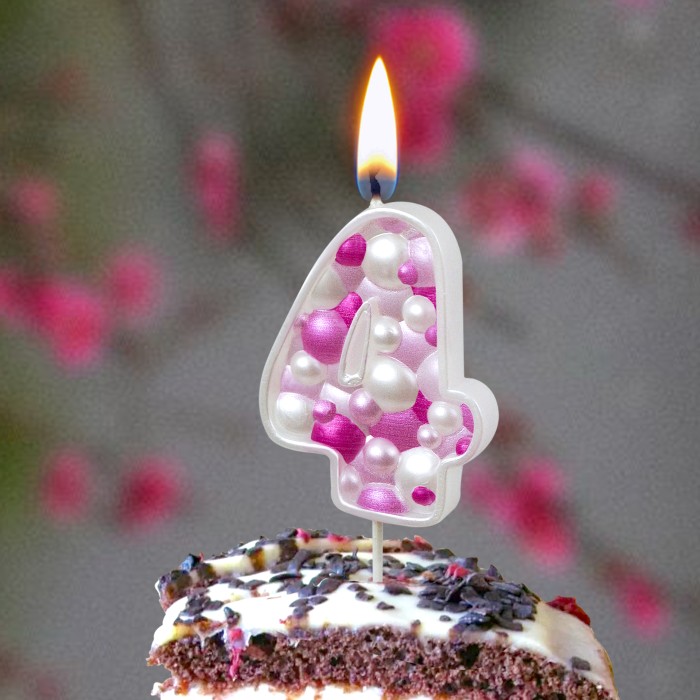 свеча тортовая "пузырьки" мал 4 розовая