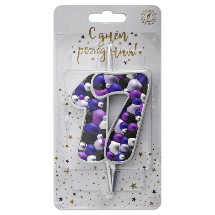 свеча тортовая  17 "пузырьки  серебро"