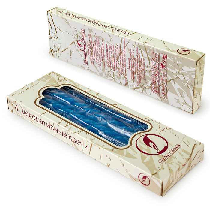 свеча витая 4 шт синяя