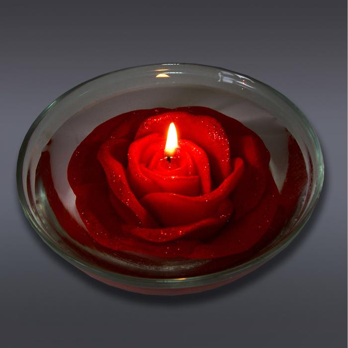 свеча роза красная плавающая