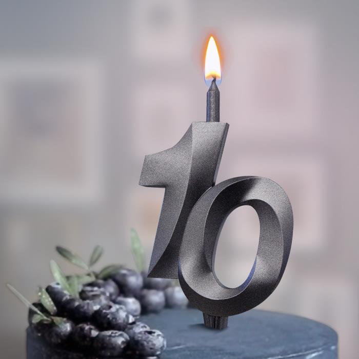 свеча тортовая витая юбилейная 10 "мокрый асфальт"
