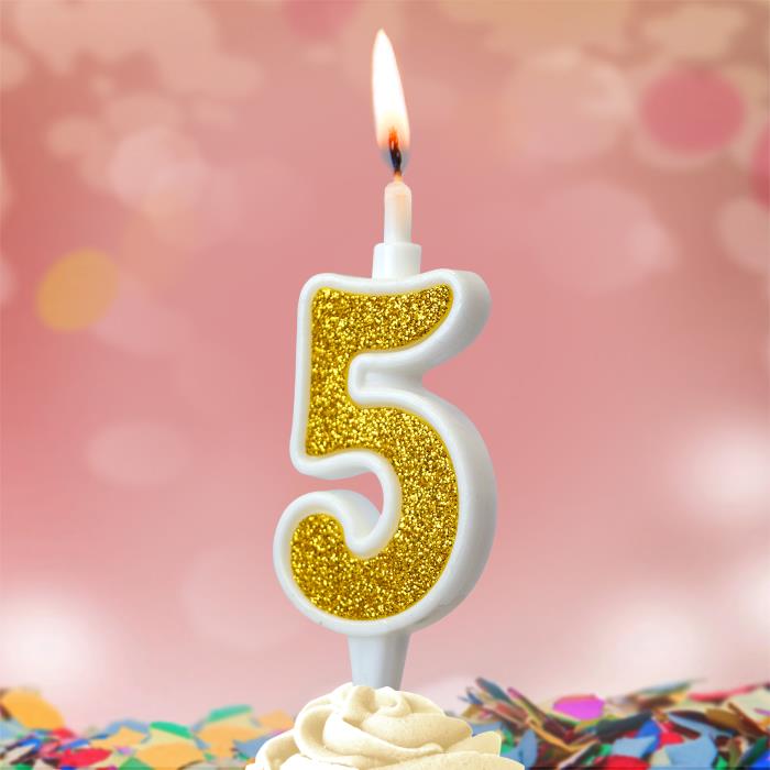 свеча тортовая 5 "суперблеск" золото
