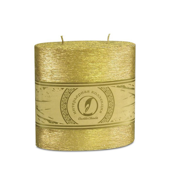 свеча овальная призма 125х62х125 2 фитиля золото