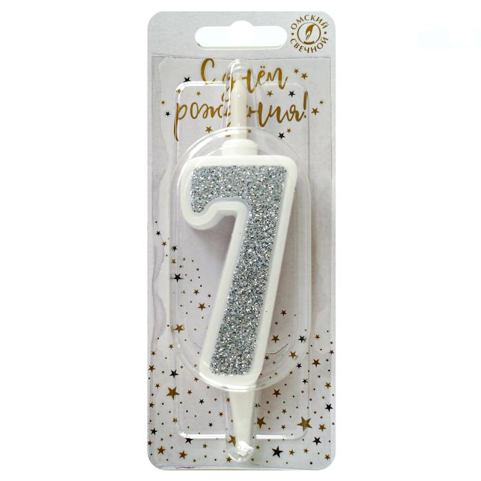 свеча тортовая 7 "суперблеск" серебро