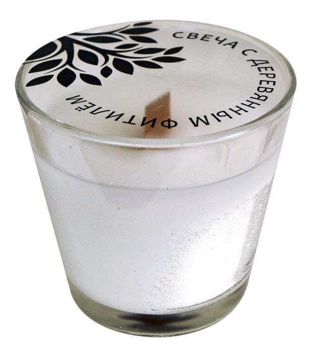 свеча в стекле с деревянным фитилем