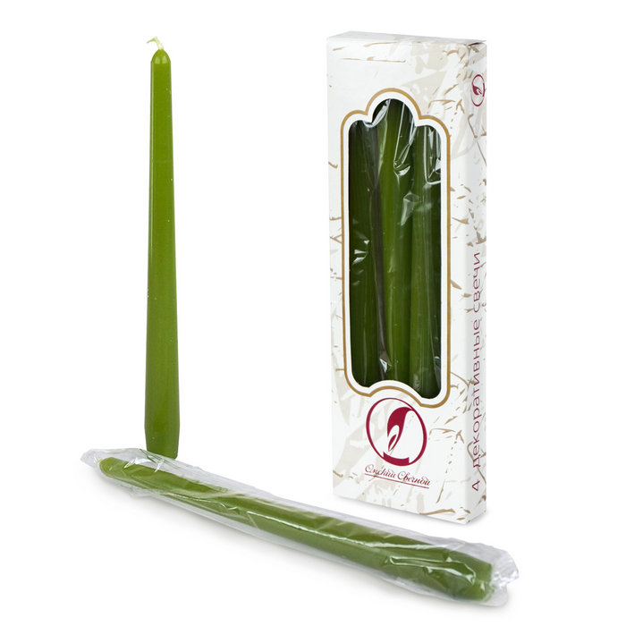 свеча античная 4 шт оливковая