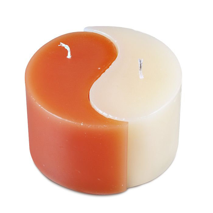 свеча двудольная призма Инь-Янь d125h75 терракотовый/крем