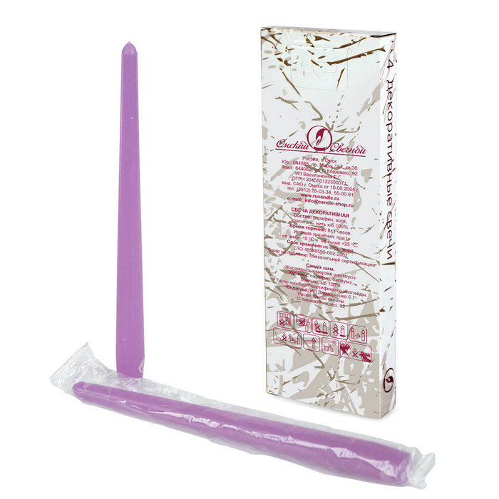 свеча античная 4 шт сиреневая