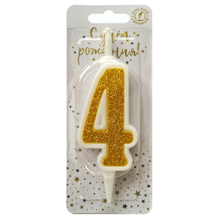 свеча тортовая 4 "суперблеск" золото