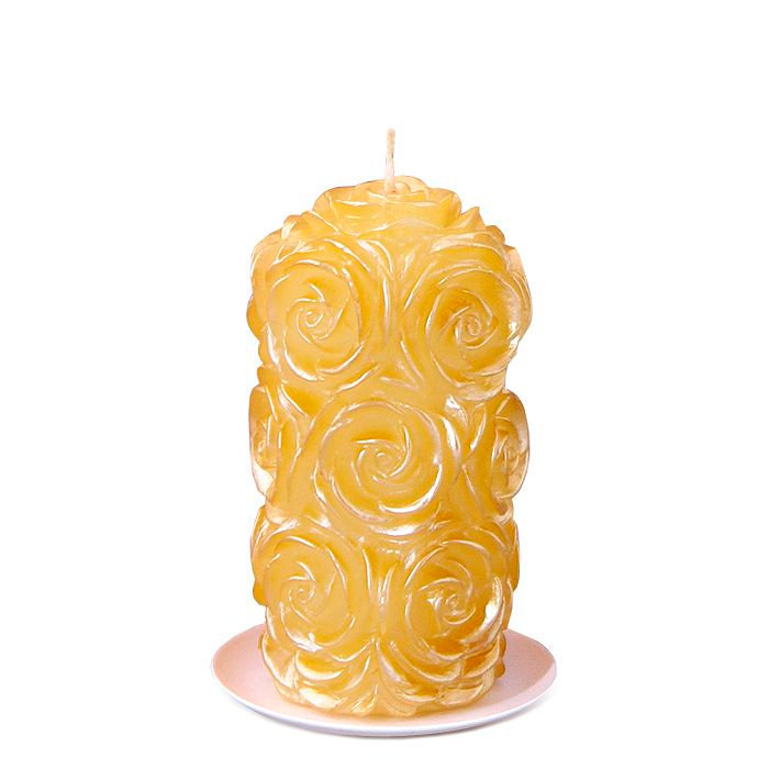 свеча пенек "В розах" золотой
