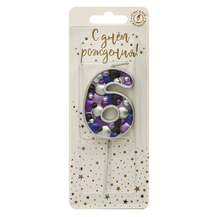 свеча тортовая "пузырьки" мал 6 серебро