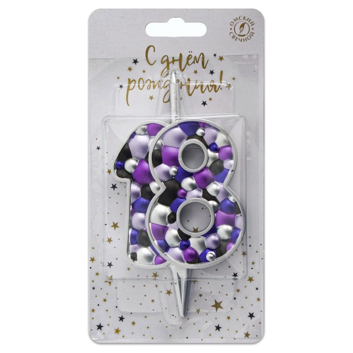 свеча тортовая  18 "пузырьки  серебро"