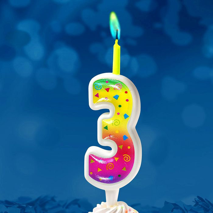 свеча торт. с цветным пламенем 3