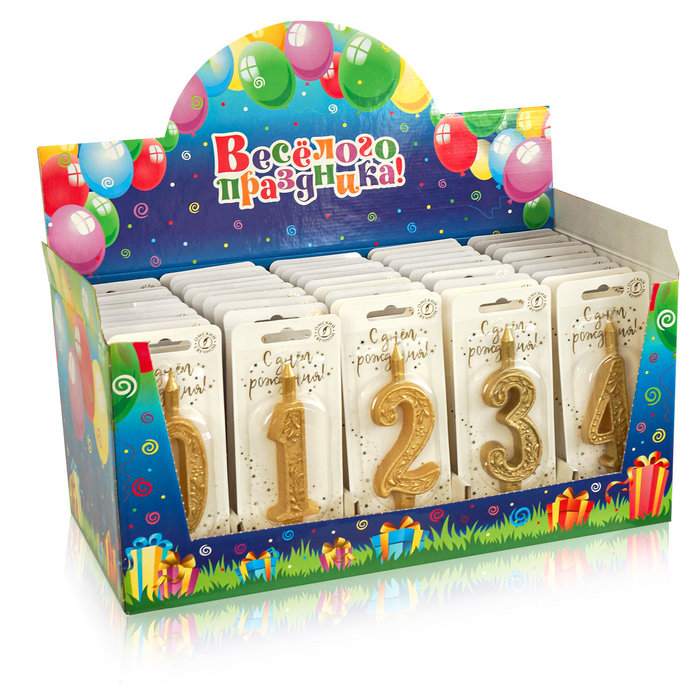 шоу-бокс со свечами  (цифры) Золотой узор