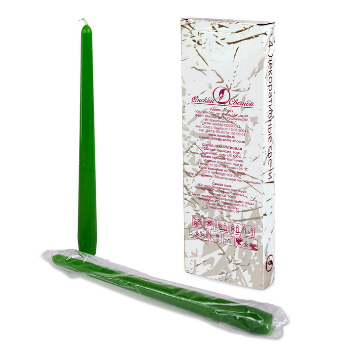 свеча античная 4 шт т. зеленая