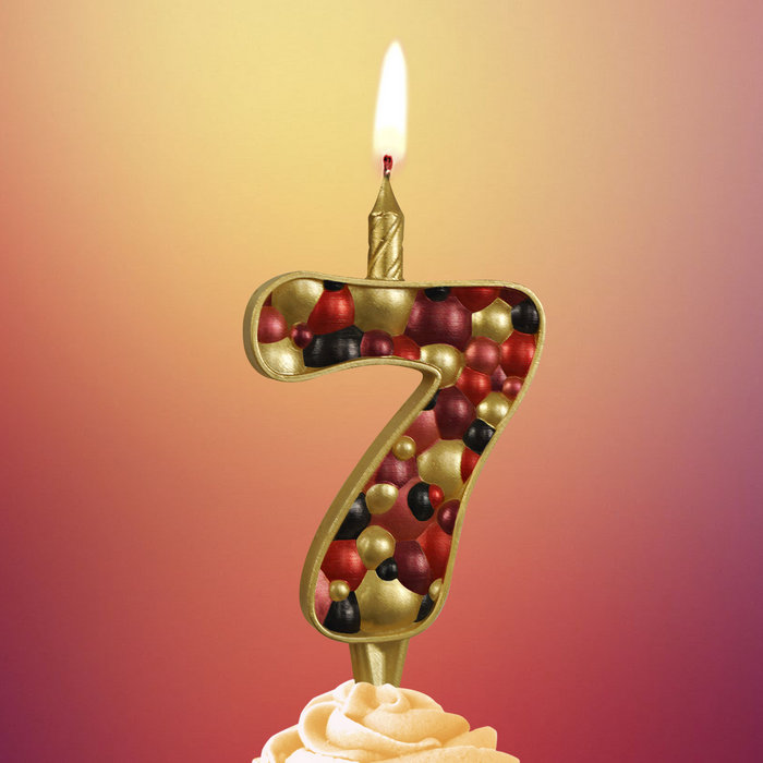 свеча тортовая 7 "Пузырьки" золото