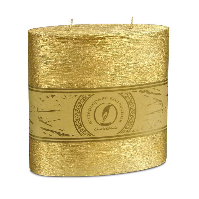 свеча овальная призма 150х75х150 2 фитиля золото
