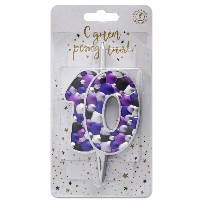 свеча тортовая  10 "пузырьки  серебро"