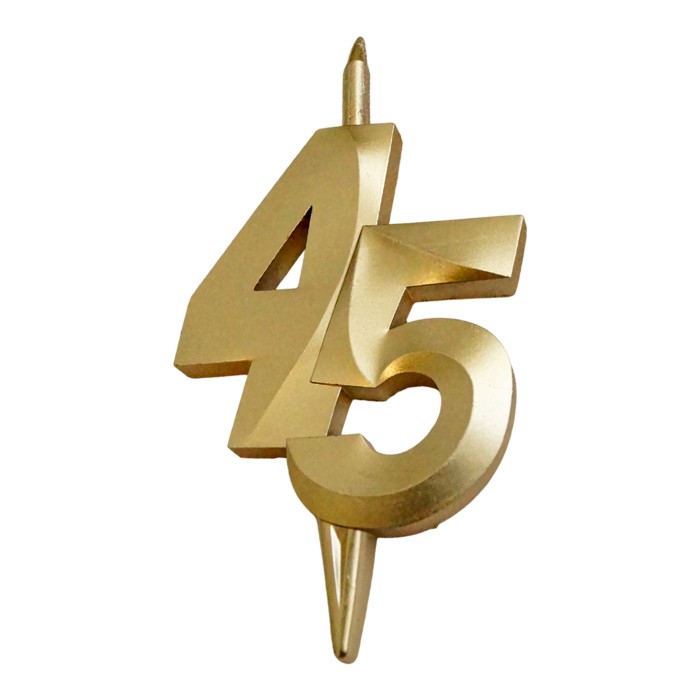 свеча тортовая витая юбилейная 45 "золотая"