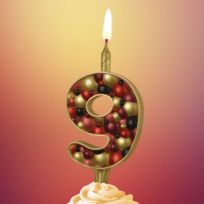 свеча тортовая 9 "Пузырьки" золото