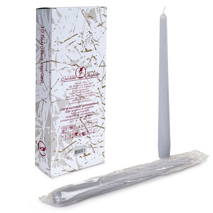 свеча античная 10 шт серая