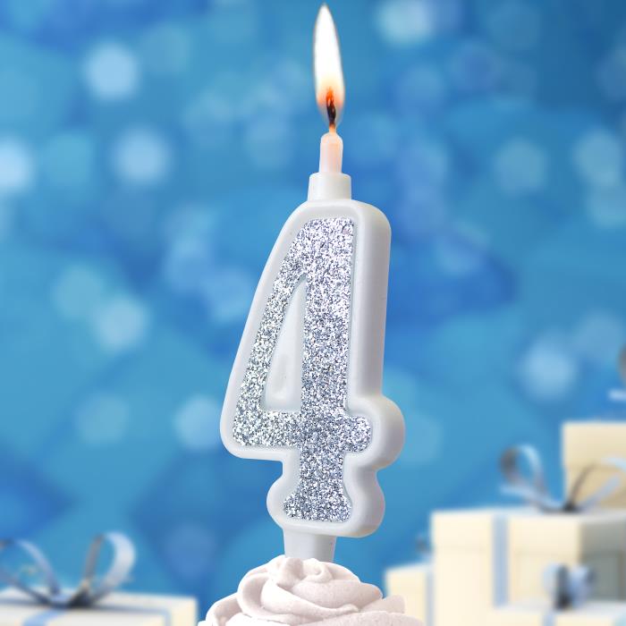 свеча тортовая 4 "суперблеск" серебро