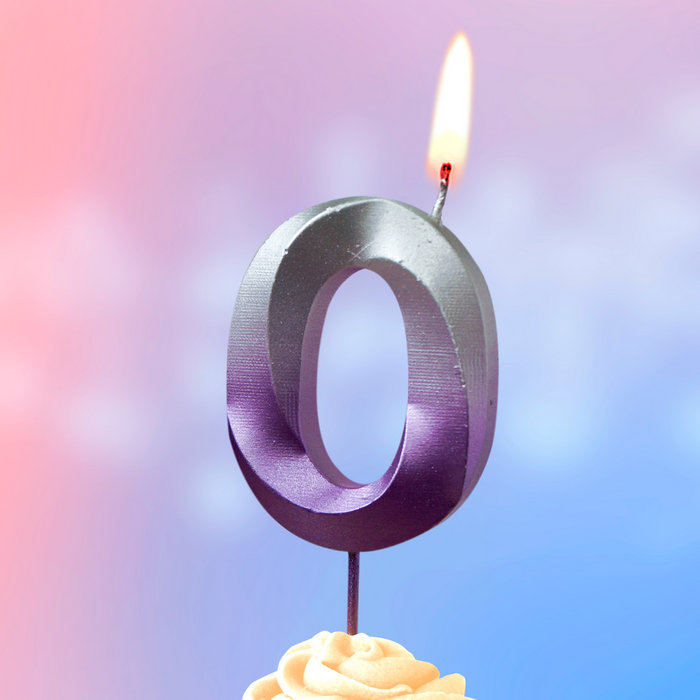 свеча тортовая на шпажке 0 "Серебро-сирень"