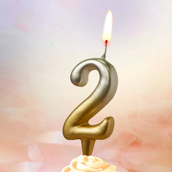 свечи тортовые цифры "золото-серебро" 2