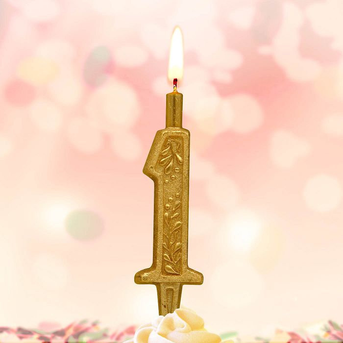 свеча тортовая  цифра "золотой узор" 1